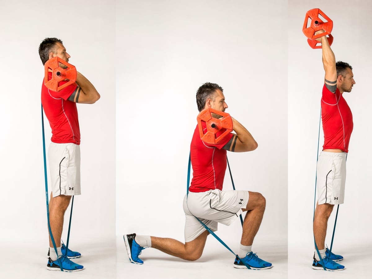 Band Cross Front Lunge & Press