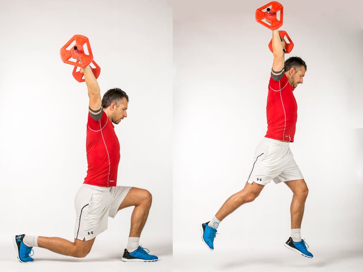 Barbell Split Squat Jump Overhead