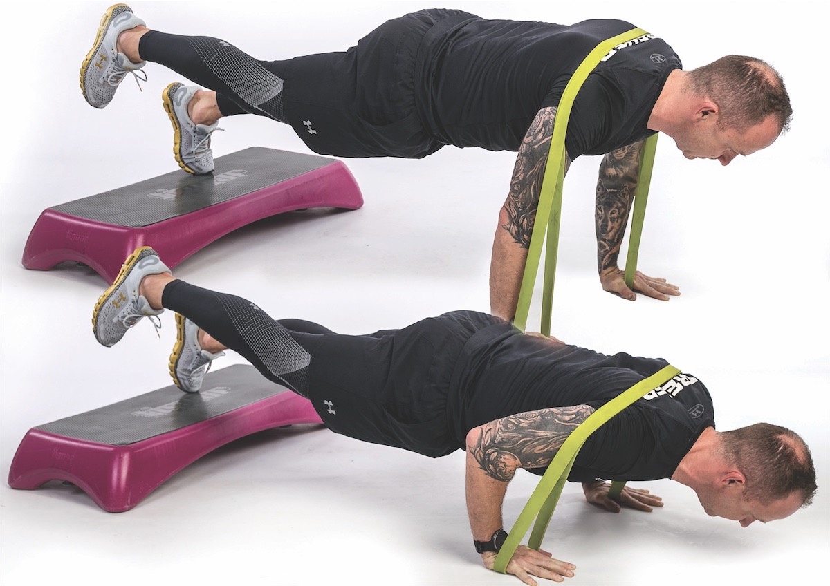 Decline Push-up Band Single Leg