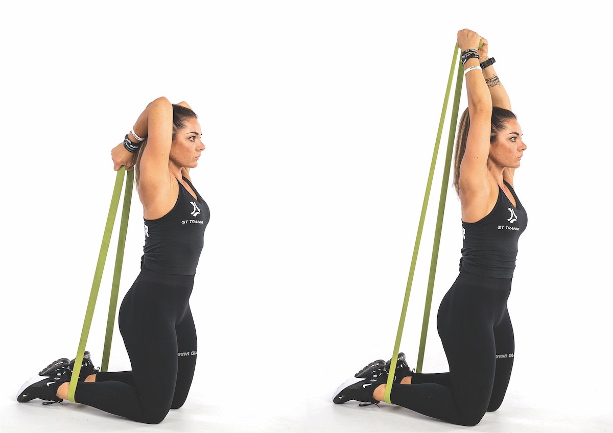 Half Kneeling Triceps Band Press