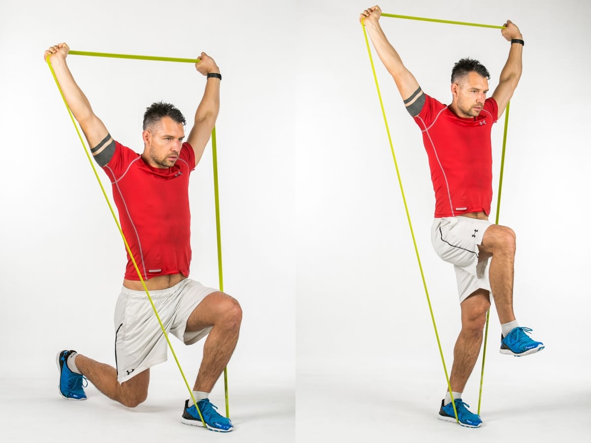 Lunge Leg Raises Overhead Band
