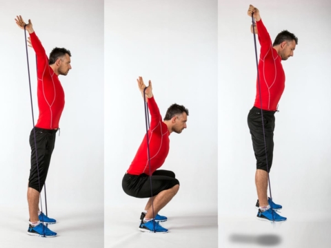 Overhead Band Squat Jump