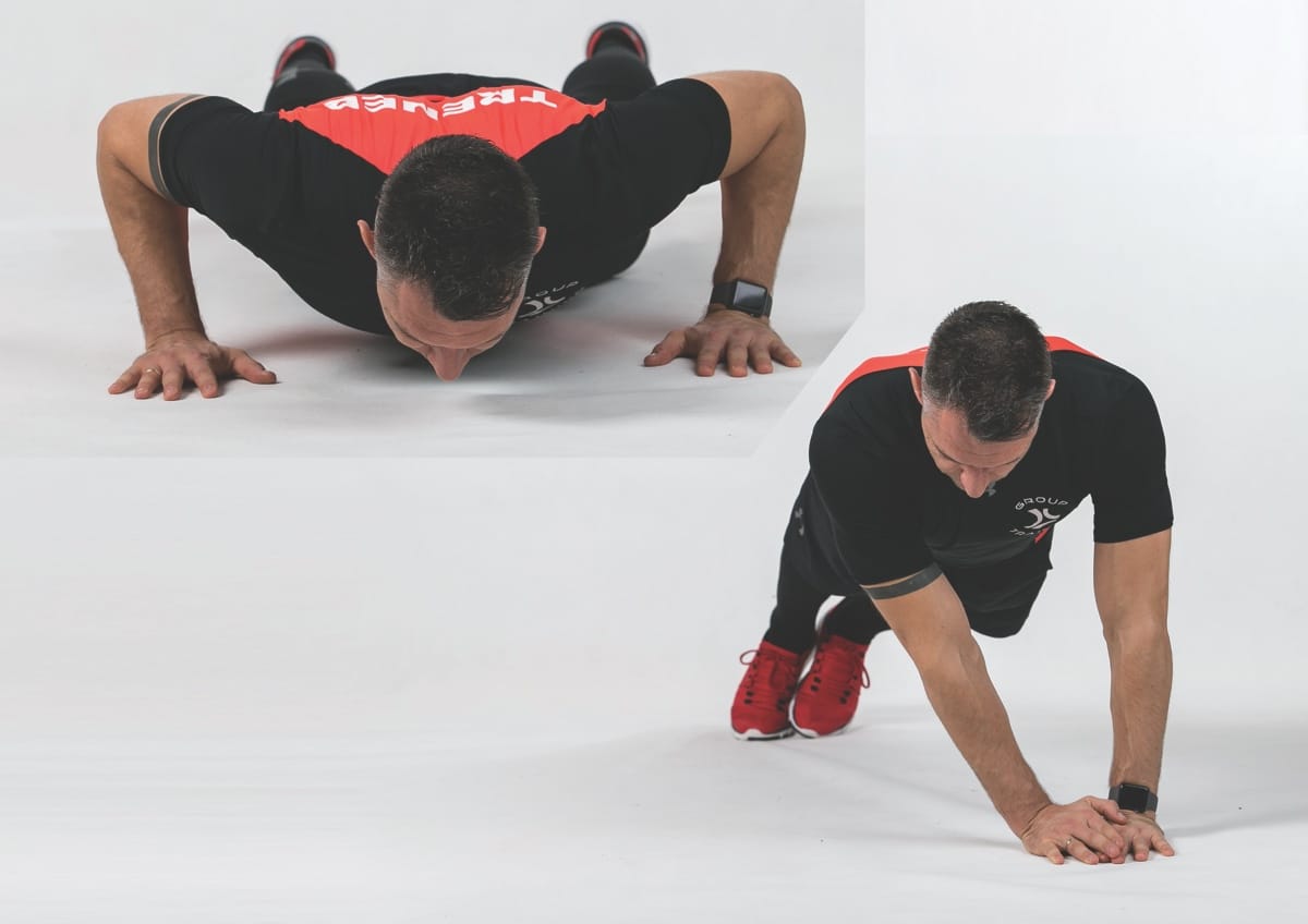 Push-up Crossover Leg & Hand