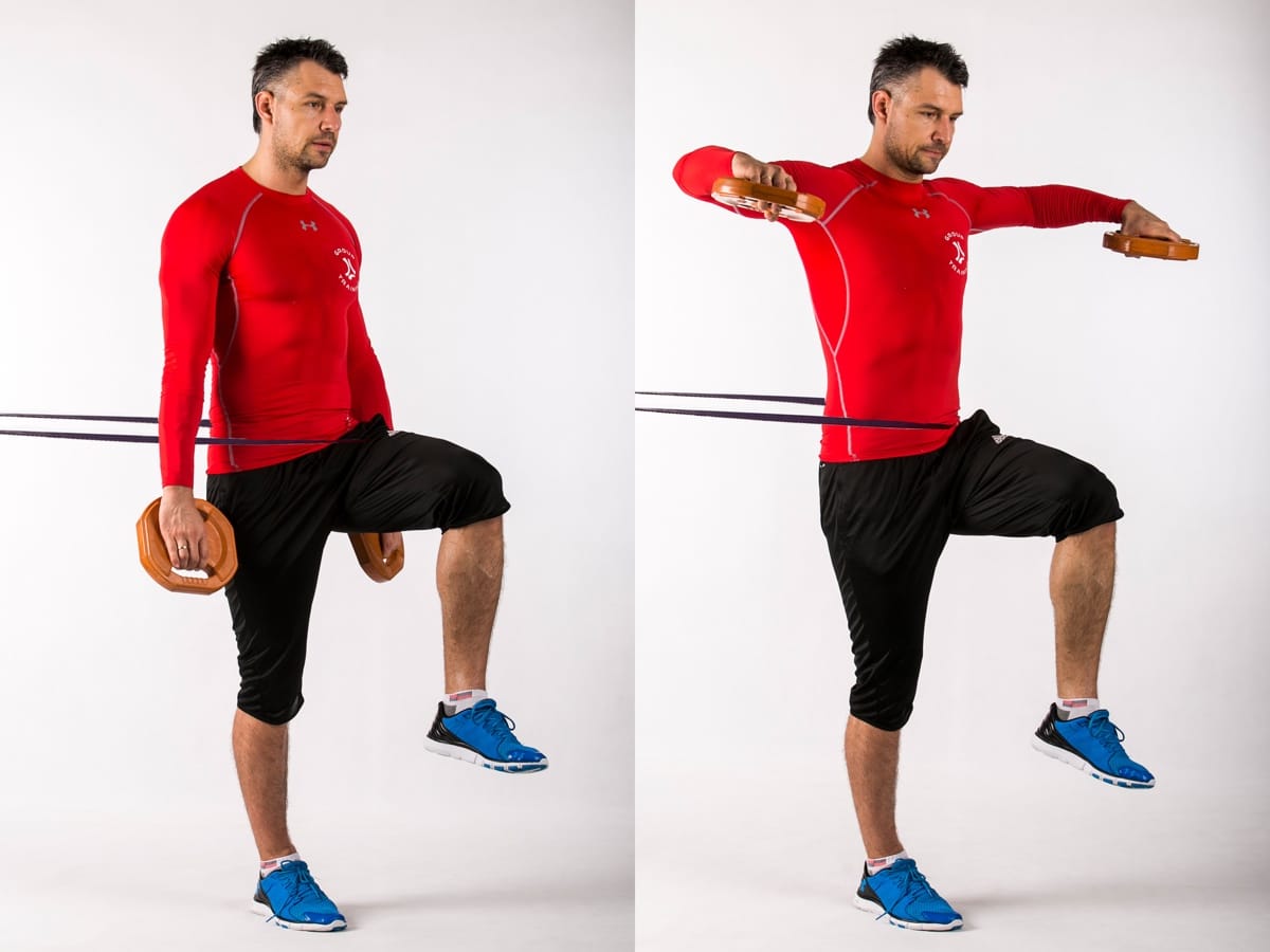 Single Leg Balance with Arm Movement (Lateral)