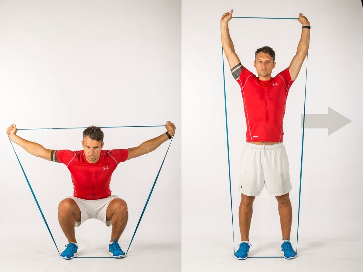 Overhead Band Squat Extension & Sideway Step