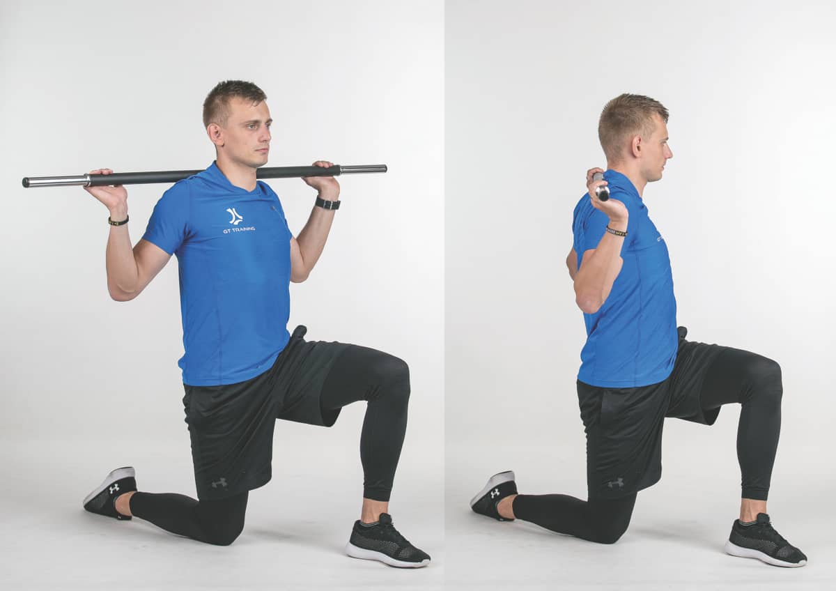 Half kneeling dowel twist