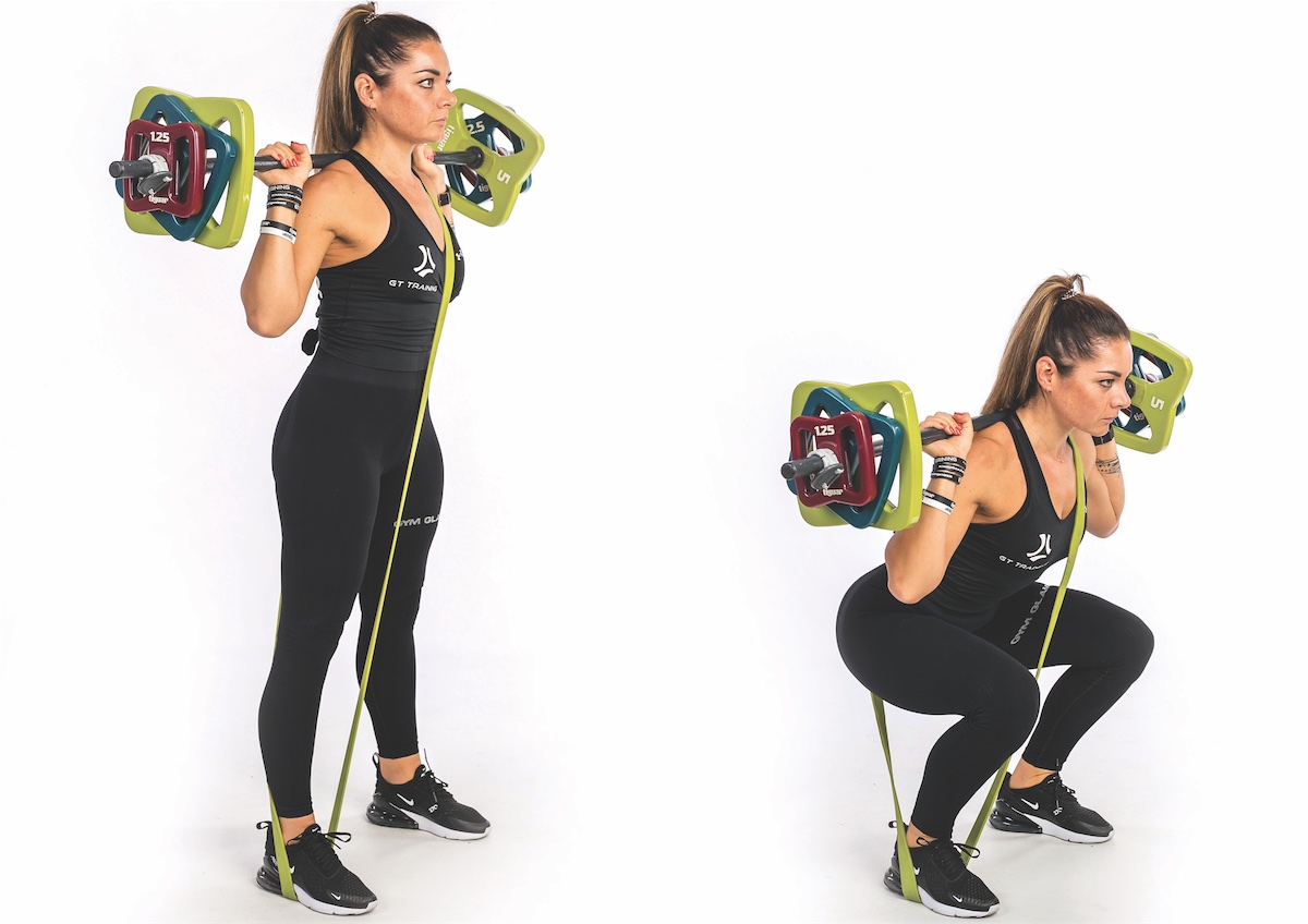 Band Cross Back Squat