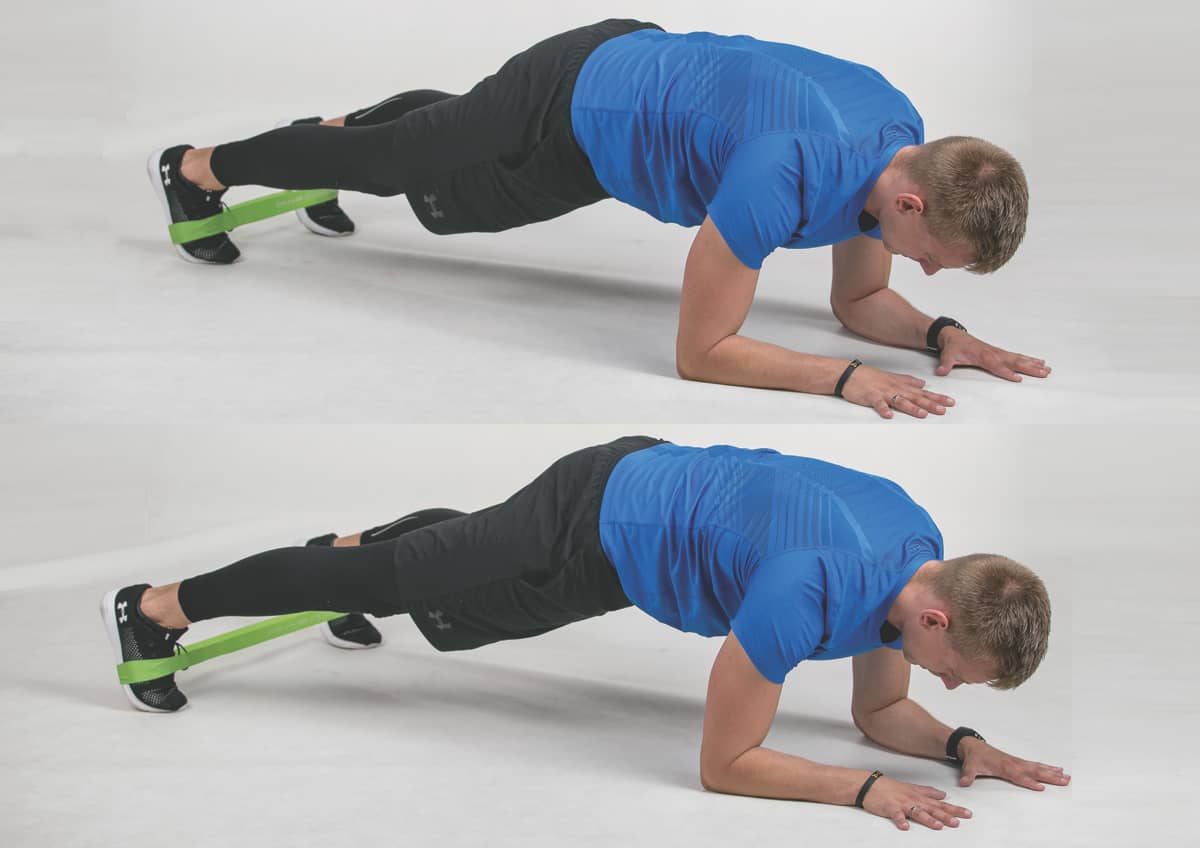 Mini Band Plank Side Toe Taps