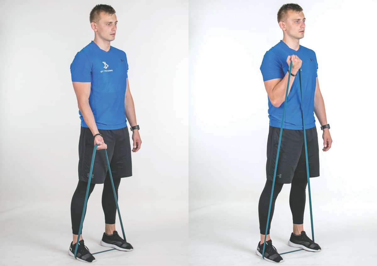 Single Arm Band Biceps Curl