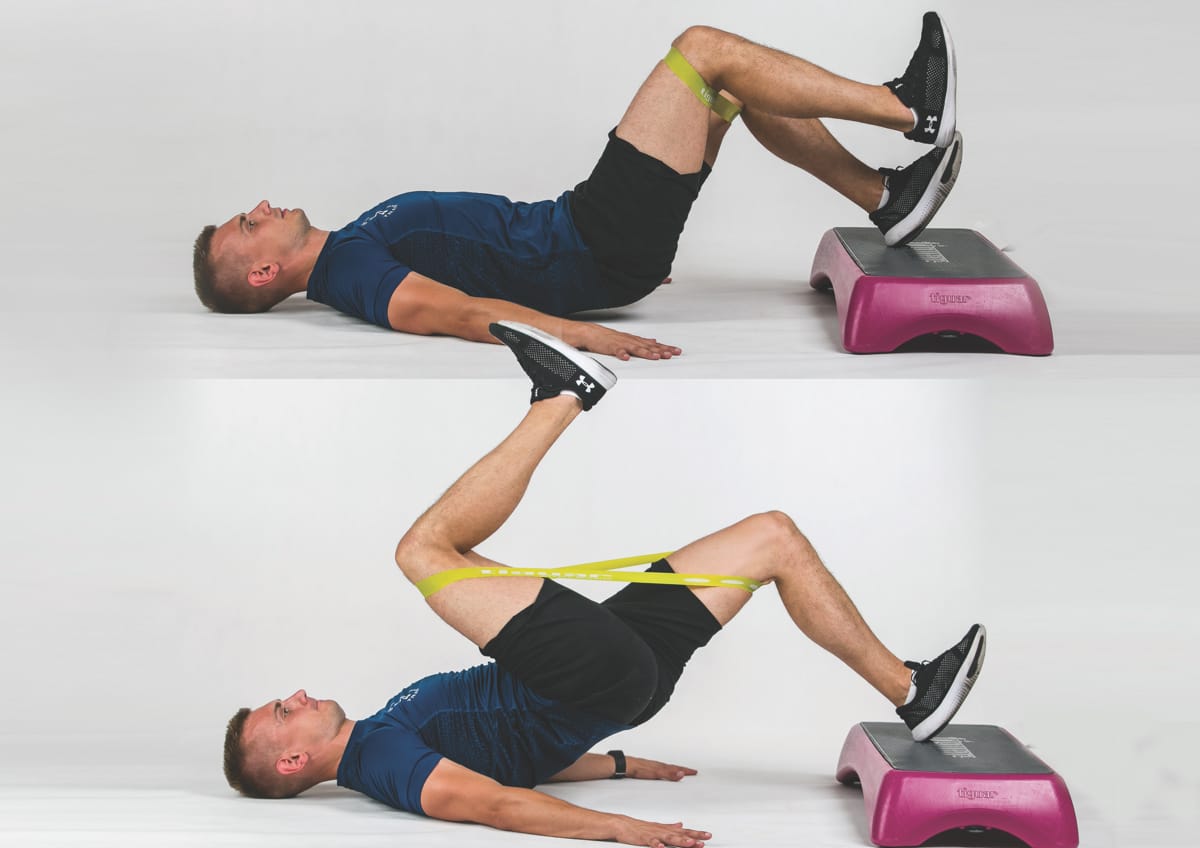 Mini Band/ Feet Elevated Single Leg Hip Bridge