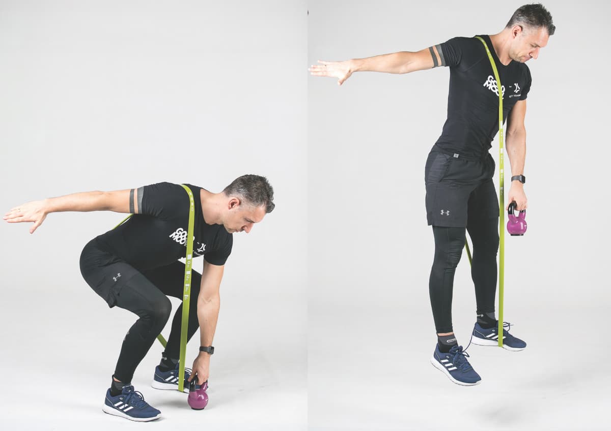 Kettlebells Band Cross Squat Jump