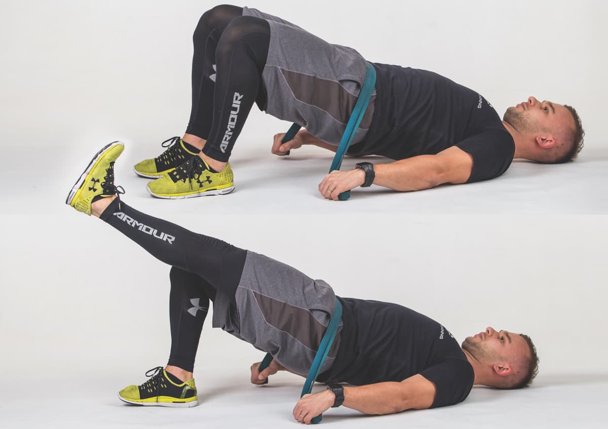 Band Hip Bridge Single Leg