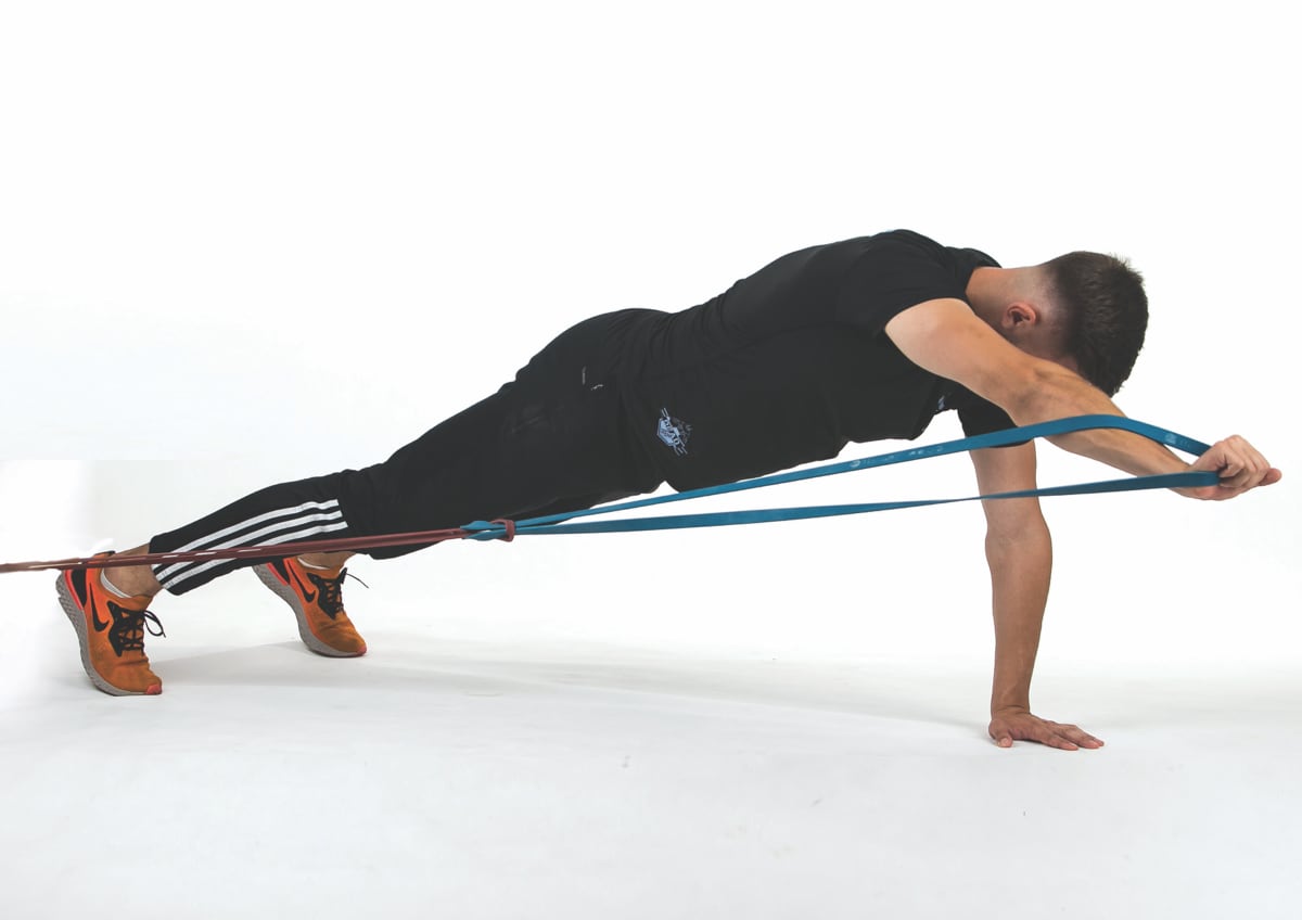 Plank Band Press Hold