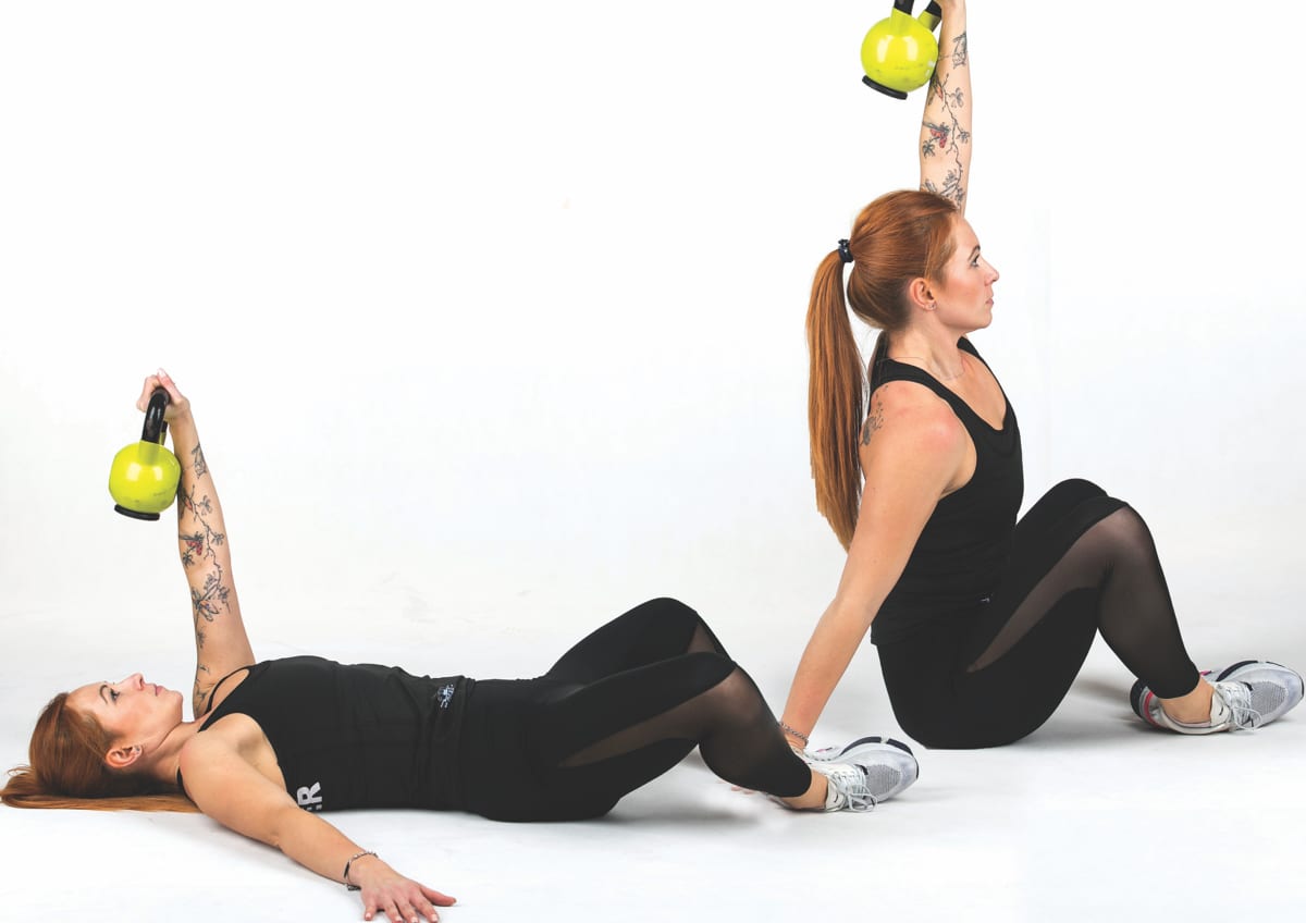 One Arm Kettlebell Sit-up