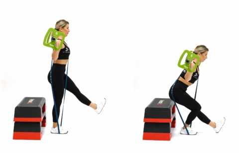 Band Cross Back Squat Single Leg