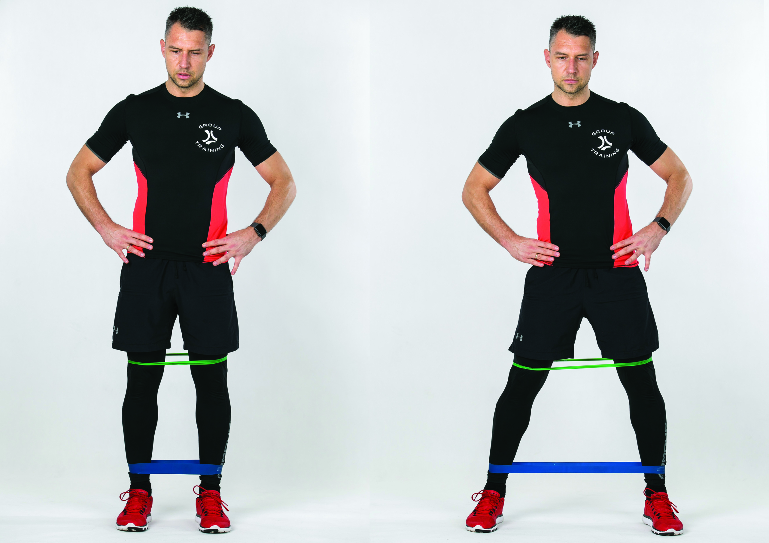 Lateral hip activation in a high position