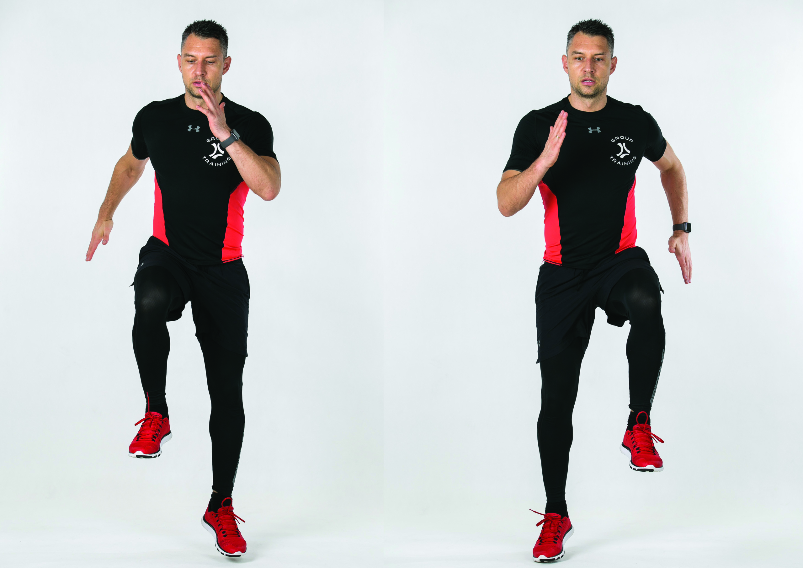 Lateral march in a hop