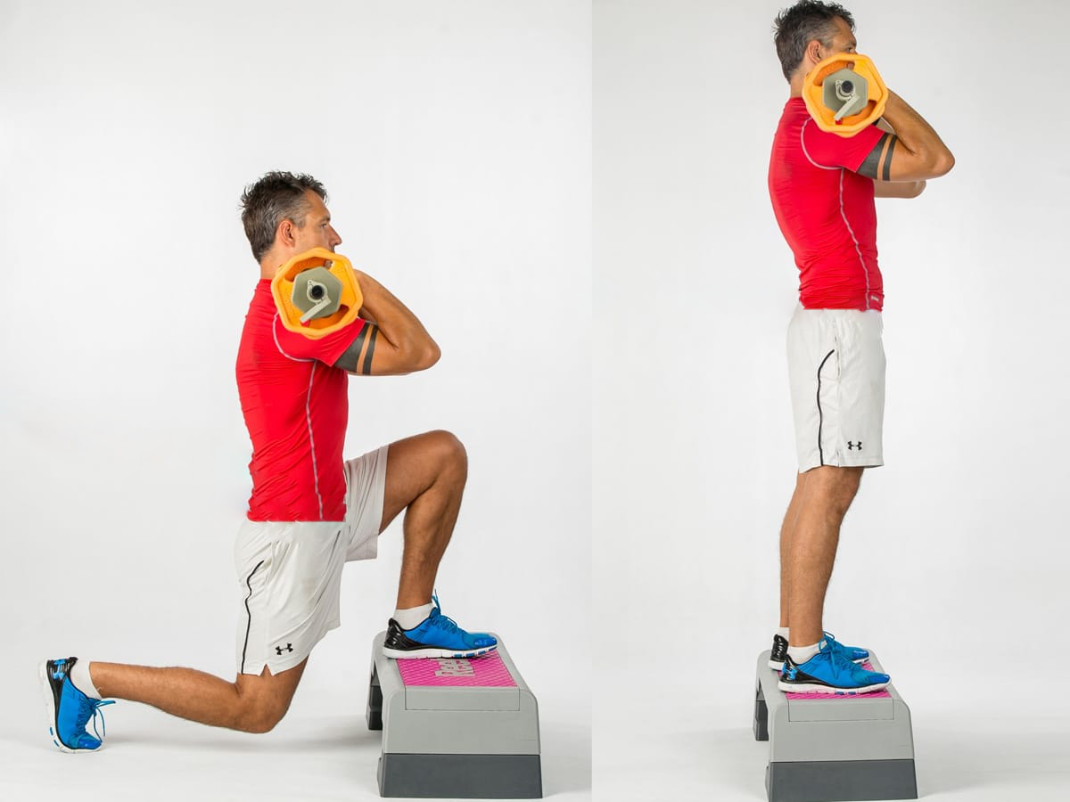 Barbell Lunge On Step (Back/Front)